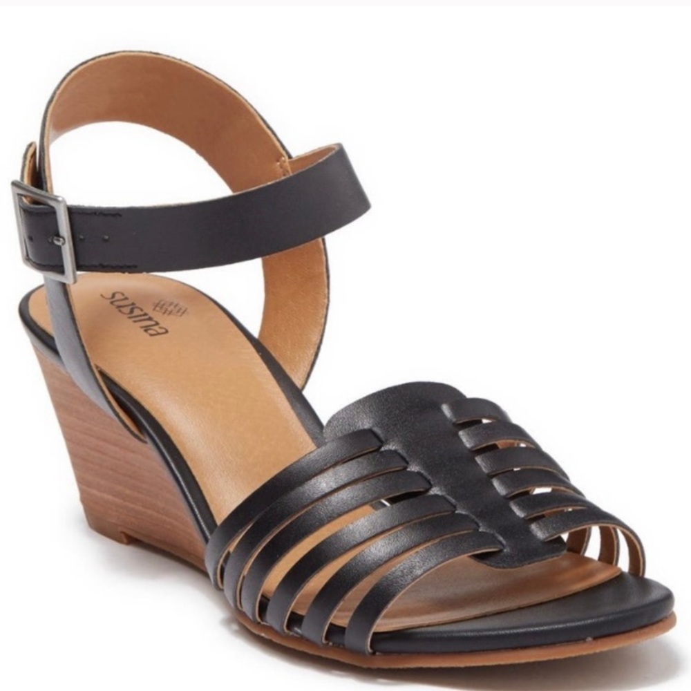 NWOB Susina Terra Black Wedge Sandal